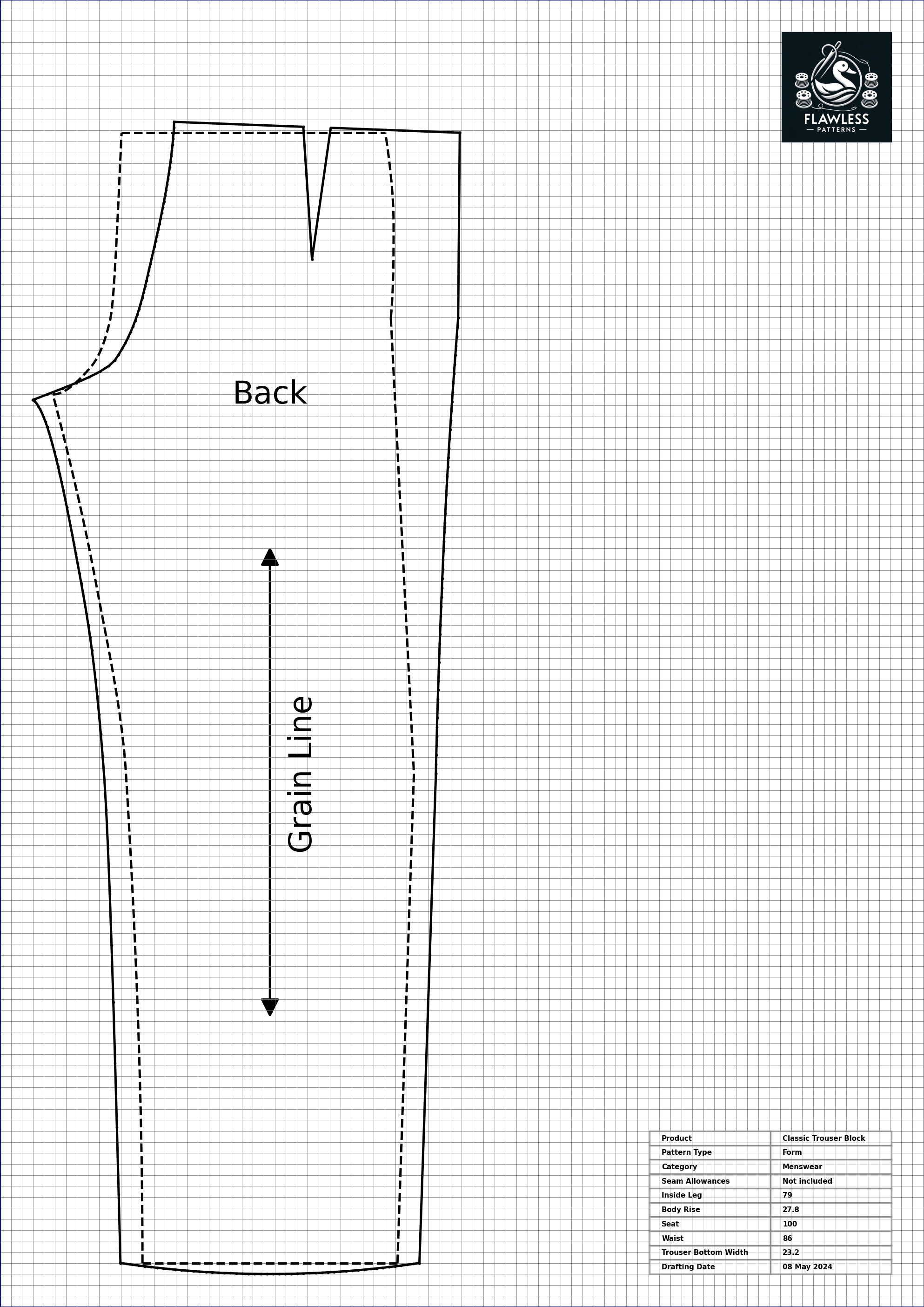 Back Trouser Block Pattern Men's form classic trouser block – Flawless Patterns